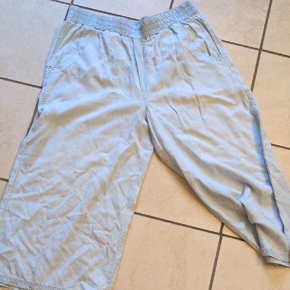 Side Stitch Los Angeles Smocked-Waist Wide-Leg Riviera Wash Light Blue size L - Picture 2 of 12